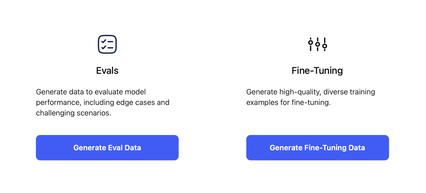 Selecting a data generation goal in Kiln