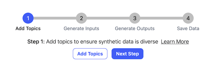 Synthetic Data Generation V3 interface