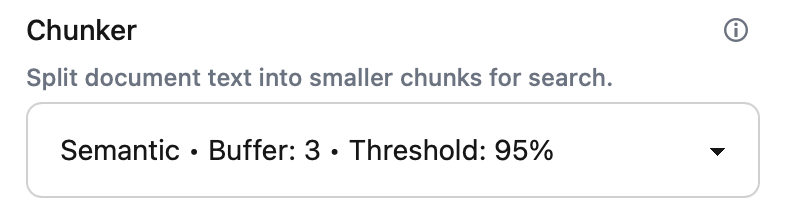Semantic Chunking Configuration UI
